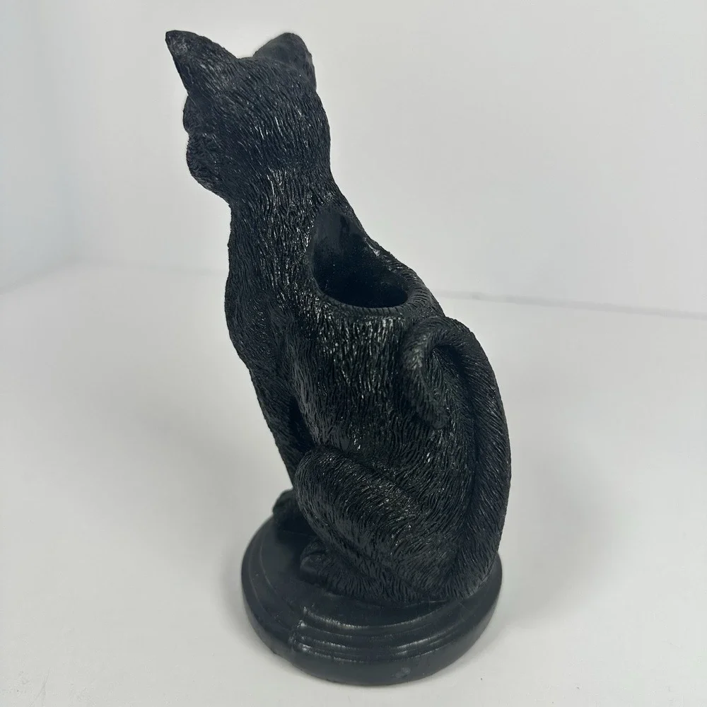 Ashland Halloween Black Cat Taper Candle Holder Resin Gothic Spooky Decor 6 In